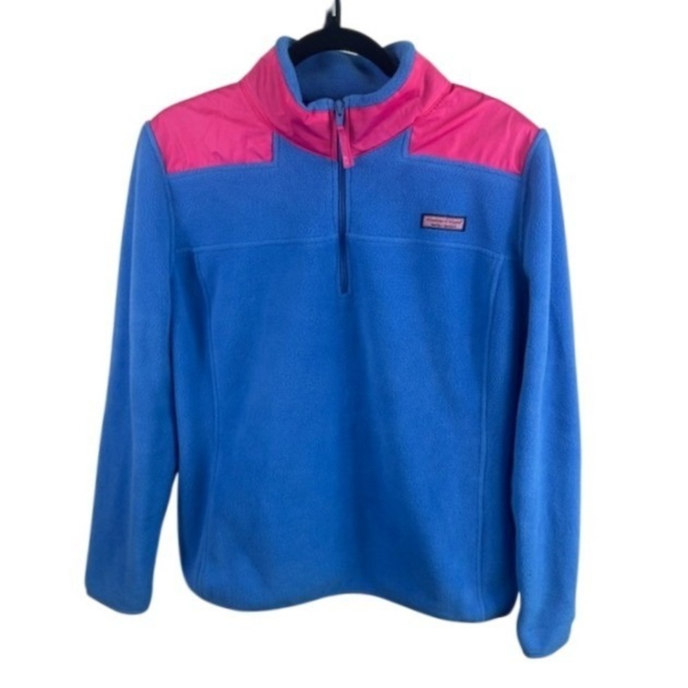 Vineyard Vines Pullover Women's Size Large Pink Blue Quarter Zip